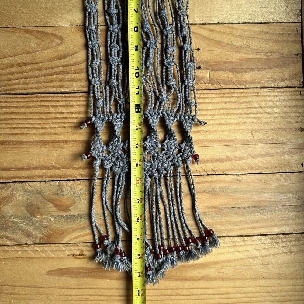 Macrame Wall Hanging Room Home Decor Woven Boho Chic Wall Home Art Red Beads